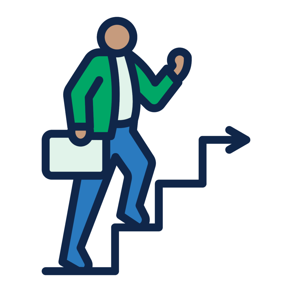 figure walking up stairs