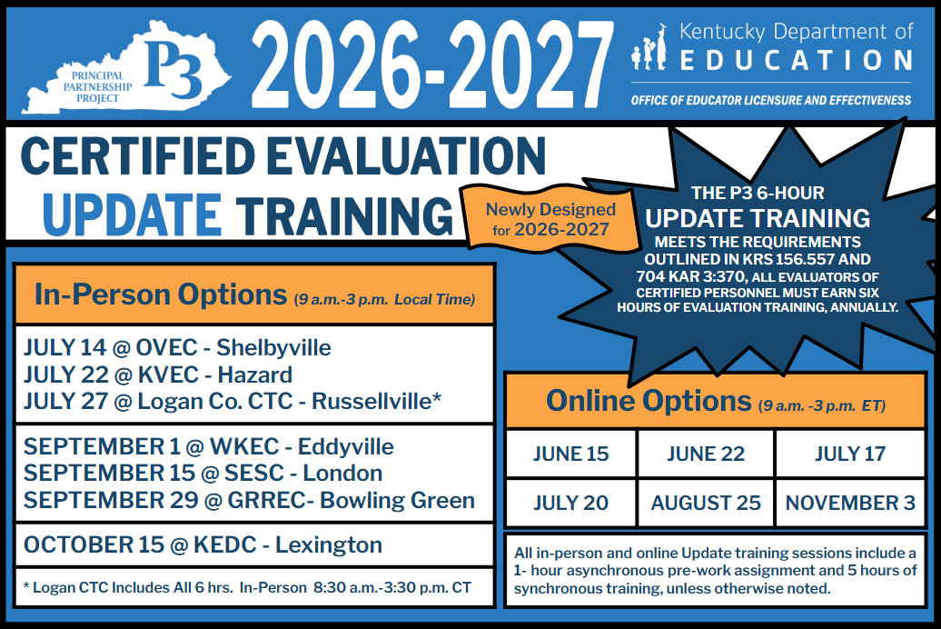 2026-2027 Certified Evaluation Update Training Dates
