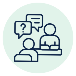 clipart of two people in an interview